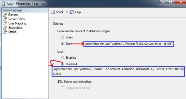 Working on Status page of Login Properties